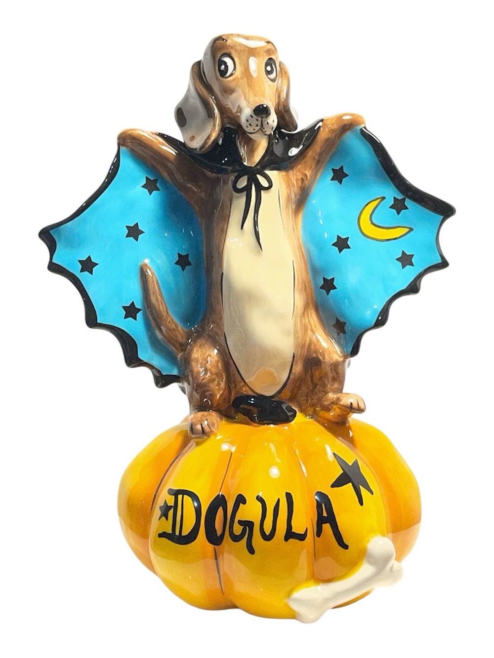 Blue Sky Clayworks Dogula Halloween Dog Pumpkin Figurine with Bat Wings - NWT **
